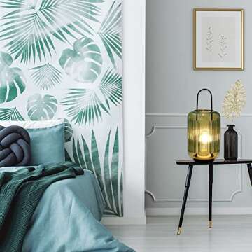 JHY DESIGN Battery Powered Table Lamp 11.5''H Cordless Lamp Battery lamp with Handle Hanging LED Lantern Involve 6H Timer for Indoor Parties Outdoor Wedding Balcony Garden(Amber-Green)