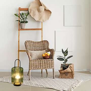 JHY DESIGN Battery Powered Table Lamp 11.5''H Cordless Lamp Battery lamp with Handle Hanging LED Lantern Involve 6H Timer for Indoor Parties Outdoor Wedding Balcony Garden(Amber-Green)