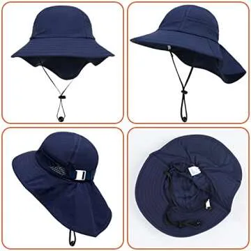 2-Pack Toddler Baby Sun Hat Summer UPF 50+ Protection for Boys Girls Kids Adjustable Beach Hats with Bucket Wide Brim Age 1-7 Years Outdoor(Medium,Grey + Navy)