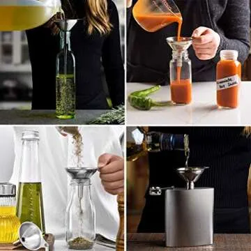 Lakatay Stainless Steel Funnels, Large Small Funnel Set of 3, Food Grade Mini Metal Kitchen Funnel for Transferring Essential Oils, Liquid, Fluid, Small Funnels for Filling Bottles Flask Cooking