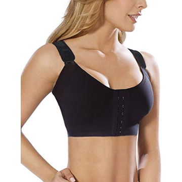 SHAPERX Women's Post-Surgical Front Closure Sports Bra - Adjustable Racerback, Comfort & Support