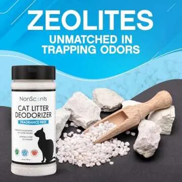 NonScents Cat Litter Deodorizer - Litter Box Odor Eliminator - Less Scooping Extends Kitty Litter Lifespan - Fragrance-Free Formula Eliminates Unpleasant Cat Odors - Fresh Scent Litter Pans