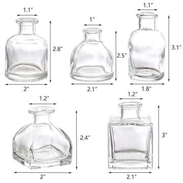 Hedume Set of 10 Small Glass Flower Vases, Clear Glass Bud Vases, Decorative Rustic Floral Vases, Mini Table Floral Vase for Home Decor Centerpieces, Events, Vintage Look
