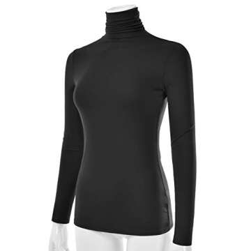 EIMIN Turtleneck Long Sleeve Versatile Soft Comfortable Affordable Slim Fit Pullover T-Shirts Top Sweater Black L