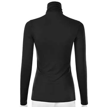EIMIN Turtleneck Long Sleeve Versatile Soft Comfortable Affordable Slim Fit Pullover T-Shirts Top Sweater Black L