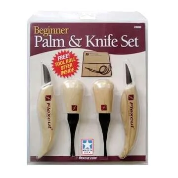 Flexcut Wood Carving Tools Beginner Palm & Knife Set KN600 for All Skill Levels