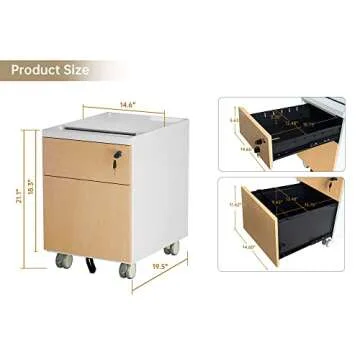 CuHome 2 Drawer Mobile Filing Cabinet for Office Use