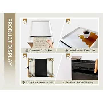 CuHome 2 Drawer Mobile Filing Cabinet for Office Use