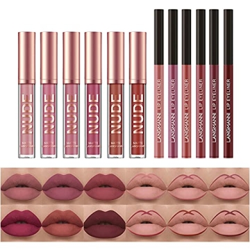 BestLand 12Pcs Matte Liquid Lipstick & Liner Set