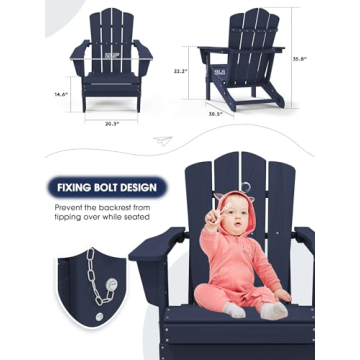 KINGYES Folding Adirondack Chair for Relaxation Outdoors