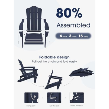 KINGYES Folding Adirondack Chair for Relaxation Outdoors