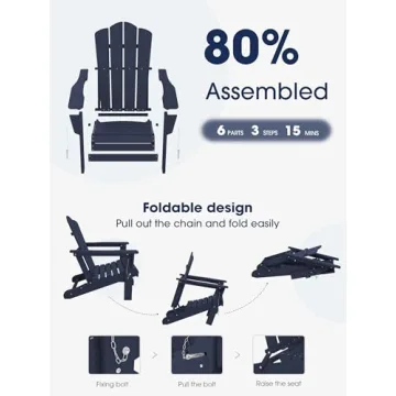 KINGYES Folding Adirondack Chair for Relaxation Outdoors