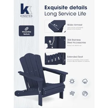 KINGYES Folding Adirondack Chair for Relaxation Outdoors