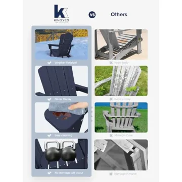 KINGYES Folding Adirondack Chair for Relaxation Outdoors