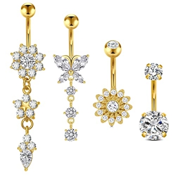 Longita Belly Button Ring Belly Rings Gold Belly Button Rings for Women Surgical Steel Belly Ring Be...