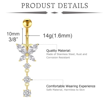 Gorgeous Longita Gold Belly Button Rings for Women