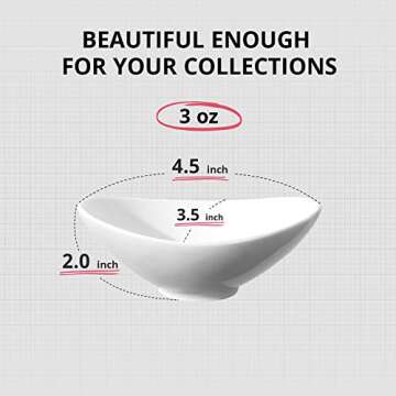 LIFVER Dipping Bowls, 3 Oz White Serving Bowls Set of 8, Mini Charcuterie Board Bowls, Soy Sauce Dis...