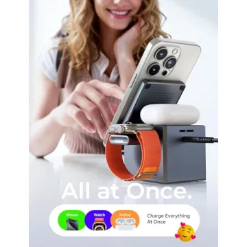 LISEN 3 in 1 Charging Station Apple, for iPhone Wireless Charging Station for Apple Magsafe Charger Stand Cube, Travel Magsafe Charging Station for iPhone 16 15 and Watch, Gifts for Men Women, Black