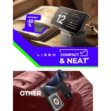 LISEN 3 in 1 Charging Station Apple, for iPhone Wireless Charging Station for Apple Magsafe Charger Stand Cube, Travel Magsafe Charging Station for iPhone 16 15 and Watch, Gifts for Men Women, Black