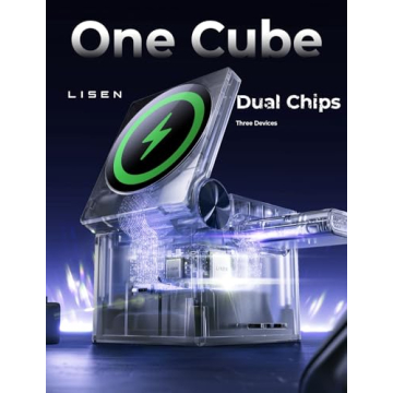 LISEN 3 in 1 Charging Station Apple, for iPhone Wireless Charging Station for Apple Magsafe Charger Stand Cube, Travel Magsafe Charging Station for iPhone 16 15 and Watch, Gifts for Men Women, Black