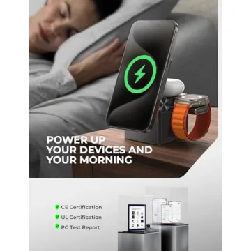 LISEN 3 in 1 Charging Station Apple, for iPhone Wireless Charging Station for Apple Magsafe Charger Stand Cube, Travel Magsafe Charging Station for iPhone 16 15 and Watch, Gifts for Men Women, Black