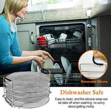 Food Dehydrator Stand Racks for Air Fryer, Pressure Cooker, Oven and Ninja Foodi 6.5 & 8 qt, Food Grade Stainless Steel Drying Rack Stacker Trays