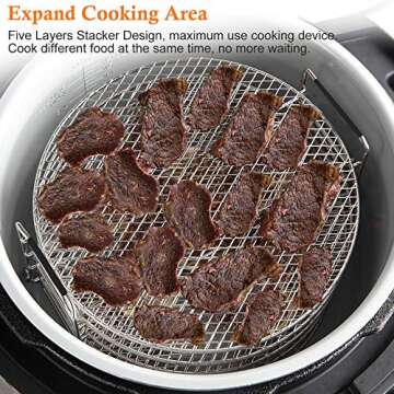 Food Dehydrator Stand Racks for Air Fryer, Pressure Cooker, Oven and Ninja Foodi 6.5 & 8 qt, Food Grade Stainless Steel Drying Rack Stacker Trays