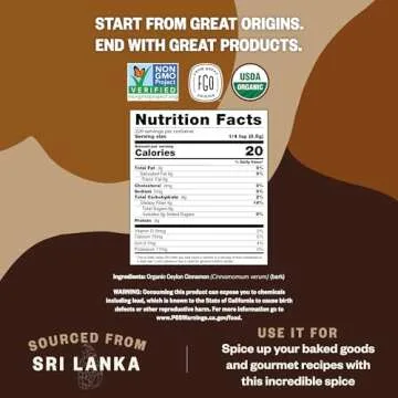FGO Organic Ceylon Cinnamon Powder, 16oz Pure Sri Lanka Cinnamon for Spice & Seasoning, Great for Baking, Cooking, & Drinks, Additive Free, Non-GMO (Pack of 1)