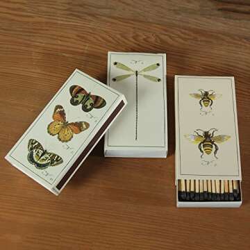 HomArt Decorative Matchboxes with 4 Inch Matches | Set of 2 Mexican Birds Vintage Boxes with Striker Stickers by Thankful Greetings | Unique Gifts (Party Host, Candle Lover), Home Decor, & Giveaways