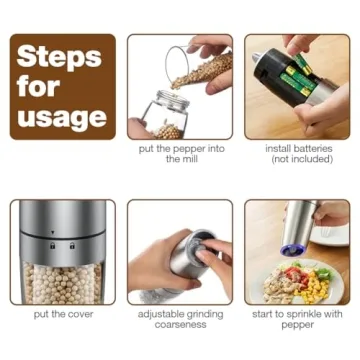 Gravity Electric Salt and Pepper Grinder Set - Automatic with LED Light