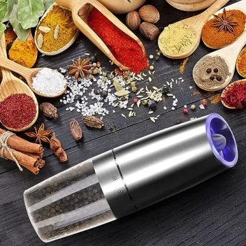 Gravity Electric Salt and Pepper Grinder Set - Automatic with LED Light
