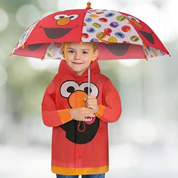 Sesame Street Elmo Toddler Boys Umbrella and Slicker Set, Rain Wear for Ages 2-3
