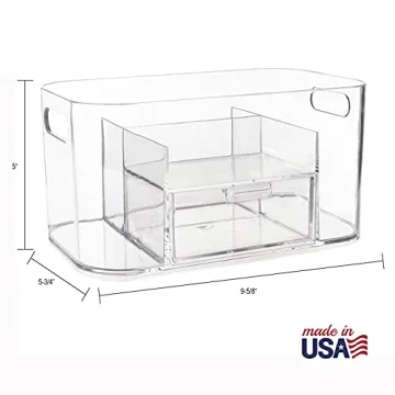 STORi Bliss Clear Makeup Organizer for Countertop, Divided Bathroom Organizer & Storage Drawer, Makeup Brush Holder, Cosmetic & Nail Polish Organizer, Made in USA
