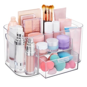 STORi Bliss Clear Makeup Organizer for Countertop, Divided Bathroom Organizer & Storage Drawer, Makeup Brush Holder, Cosmetic & Nail Polish Organizer, Made in USA