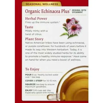 Organic Echinacea Plus Tea for Immune Support - 16 Bags