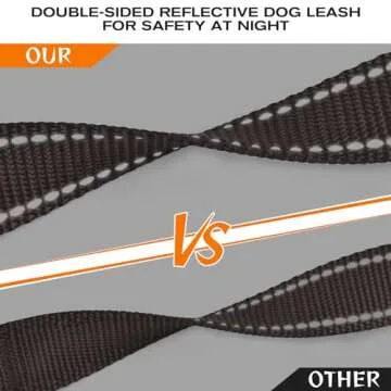 Joytale Dog Leash Heavy Duty for Large Dogs That Pull, Double Handle for Traffic Control, Double-Sided Reflective Leashes for Large Medium Dogs Night Safety, 6FT, Brown