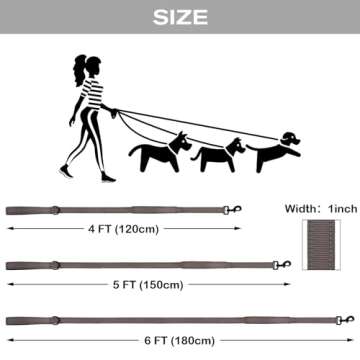 Joytale Dog Leash Heavy Duty for Large Dogs That Pull, Double Handle for Traffic Control, Double-Sided Reflective Leashes for Large Medium Dogs Night Safety, 6FT, Brown