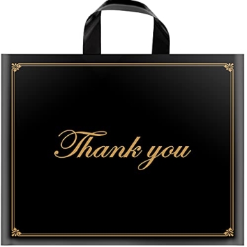 Thank You Bags Shopping Bags, 50 Pack 16"x18" Extra Thick Bulk Merchandise Bags Plastic Boutique Bag...