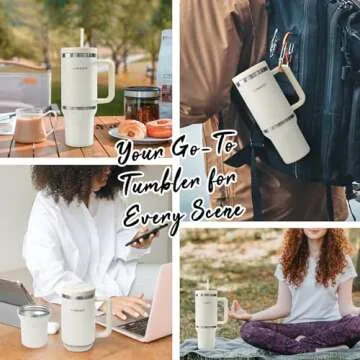 LVNASST Tumbler with Handle and Straw Lid 2-in-1