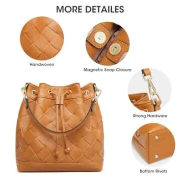 Stylish Kattee Woven Leather Bucket Bag for Women