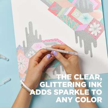 SAKURA Gelly Roll Stardust Clear Glitter Gel Pens - Bold Point Ink Pen for Lettering, Drawing, Invitations, & Stationery - Clear Ink - Bold Line - 6 Pack
