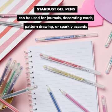 SAKURA Gelly Roll Stardust Clear Glitter Gel Pens - Bold Point Ink Pen for Lettering, Drawing, Invitations, & Stationery - Clear Ink - Bold Line - 6 Pack