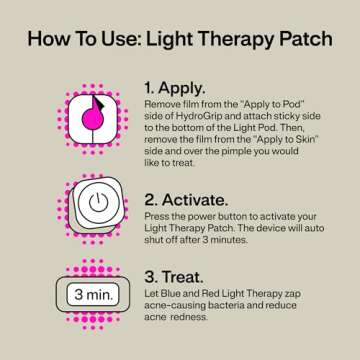 Light Activated Beauty l.a.b Light Therapy Acne Patch, 1-Pack, LED Red and Blue Light Hydrocolloid Acne Patches, Fast Acting 3 Minute Skin Care Pimple Patch Spot Regimen for Zits, Blemishes, 30 Uses