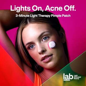 Light Activated Beauty l.a.b Light Therapy Acne Patch, 1-Pack, LED Red and Blue Light Hydrocolloid Acne Patches, Fast Acting 3 Minute Skin Care Pimple Patch Spot Regimen for Zits, Blemishes, 30 Uses