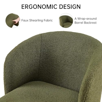 NORDICANA Barrel Faux Fur Dining Chair for Living Room