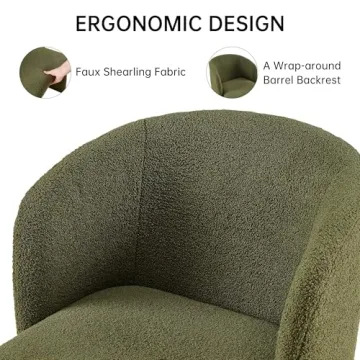 NORDICANA Barrel Faux Fur Dining Chair for Living Room