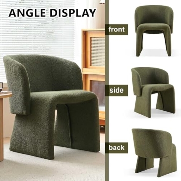 NORDICANA Barrel Faux Fur Dining Chair for Living Room