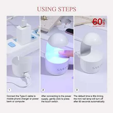 Saviland Mini UV LED Nail Lamp for Fast Gel Curing