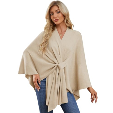 PULI Women's Elegant Shawl Wraps - Soft Open Front Poncho Sweater