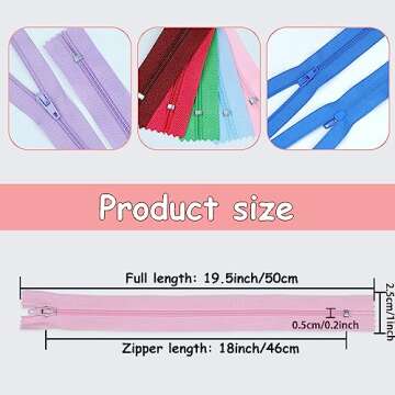 YAKA 60 Pack of 18 Inches Mix Nylon Coil Zippers Bulk - Supplies Zippers for Tailor Sewing Crafts (2...